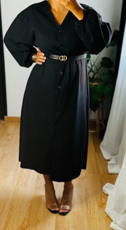 Robe longue boutonnée Alma noir