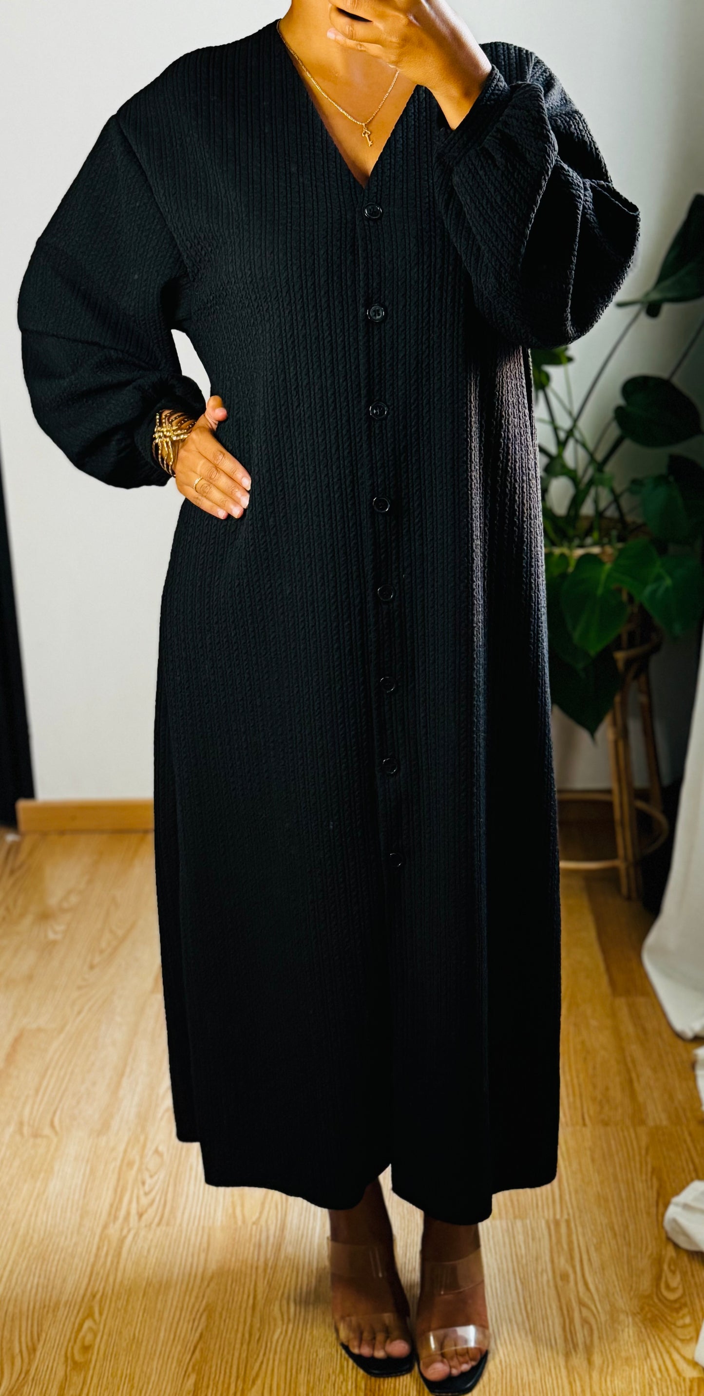 Robe longue boutonnée Alma noir