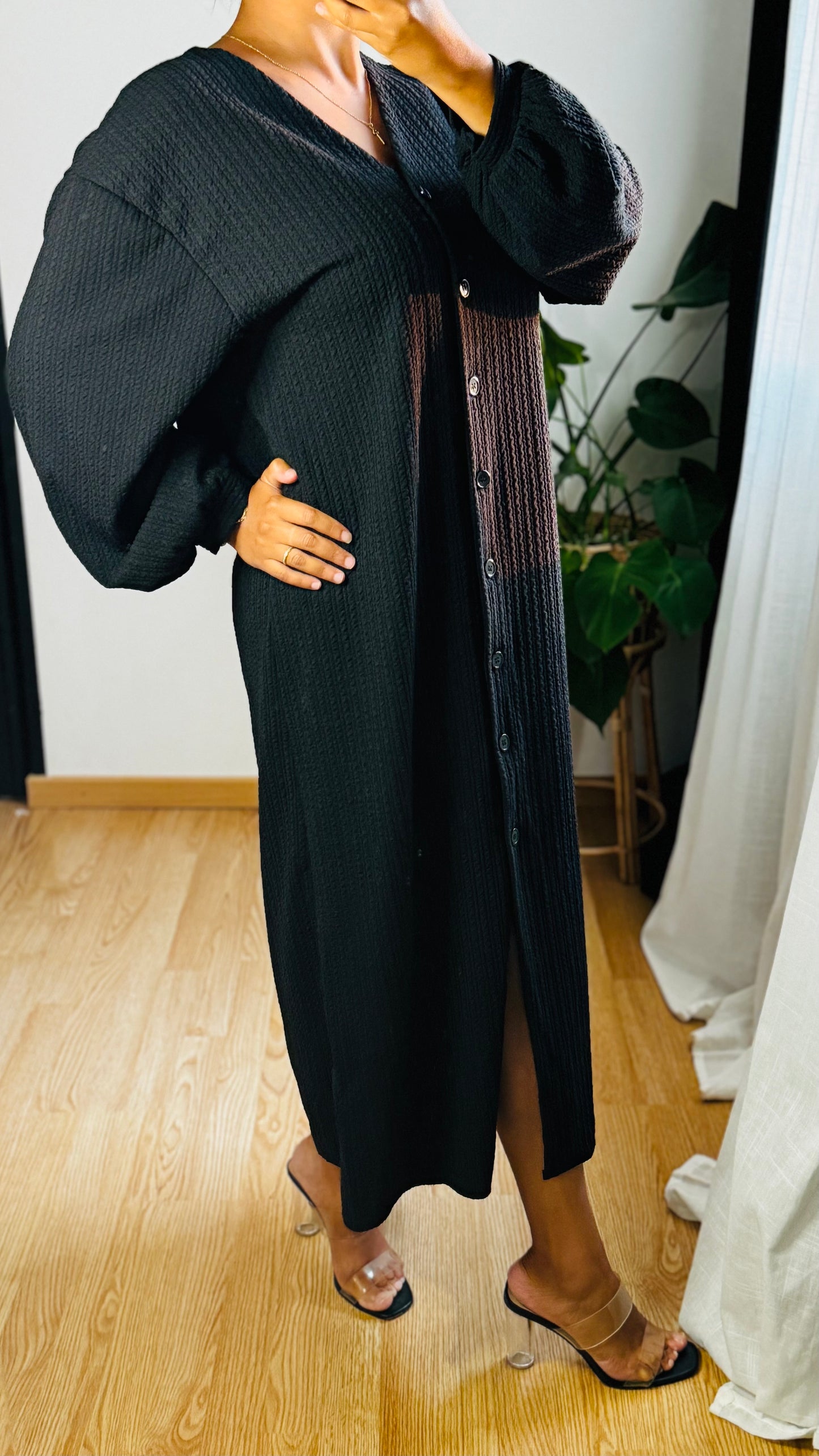 Robe longue boutonnée Alma noir